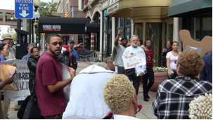 Protesting the closure of the Ida Benderson Senior Center,  October 1, 2011 